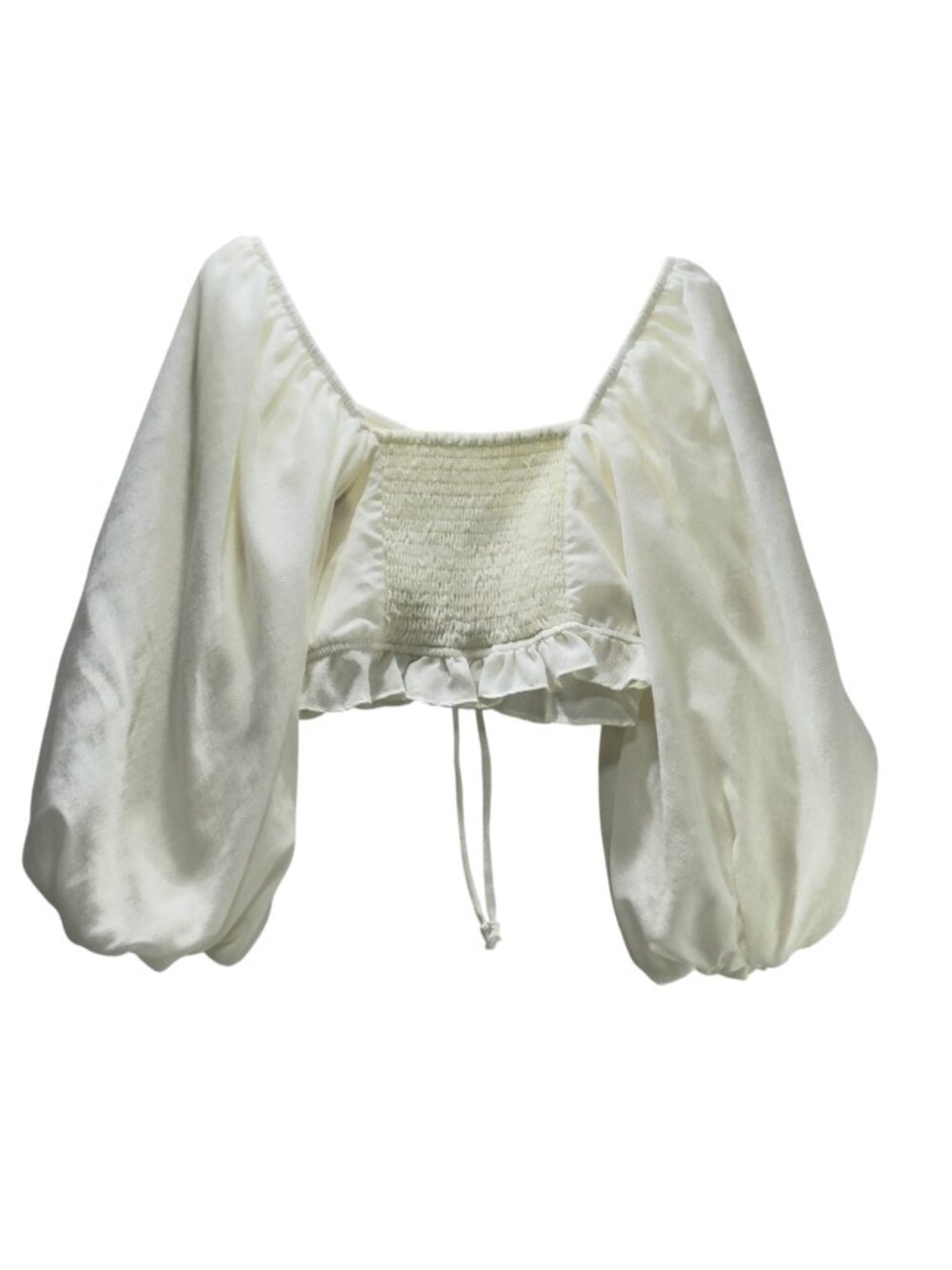 Show Me Your Mumu Women's Romantic Renaissance Ivory Puff Sleeve Crop Top Size S - Picture 4 of 10